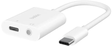 Belkin RockStar 3,5 mm Audio + USB-C ladeadapter (hvit)