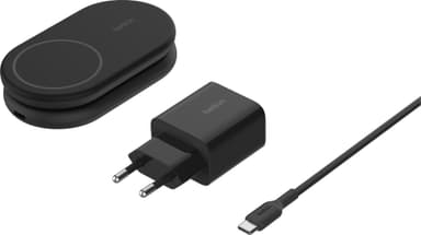 Belkin BoostCharge Qi2 magnetisk sammenleggbart ladestativ (sort)