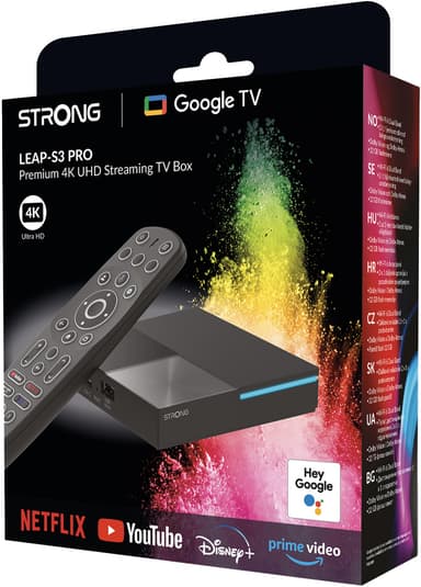 Strong Leap S3 Pro Google TV Box 4K UHD strømmeenhet (sort)