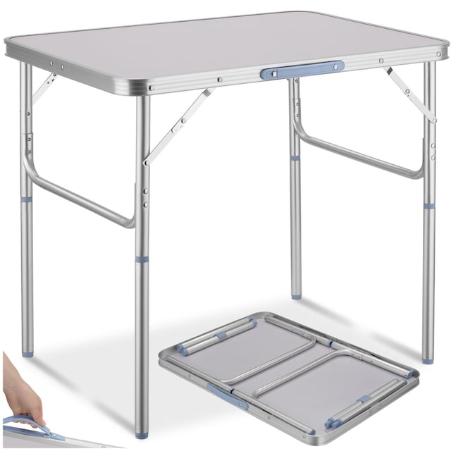 Aluminium sammenleggbart campingbord 75x55x68cm - grå