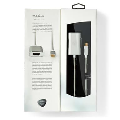 Nedis USB-C™ Adapter | USB 3.2 Gen 1 | USB-C™ Hann | HDMI™ Output | 4K@60Hz | Power delivery | 2.00 m | Rund | Gull belagt | Flettet / Nylon | Sølv | Deksel Vindusboks