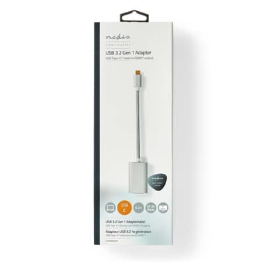 Nedis USB-C™ Adapter | USB 3.2 Gen 1 | USB-C™ Hann | HDMI™ Output | 4K@60Hz | Power delivery | 0.20 m | Rund | Gull belagt | Flettet / Nylon | Sølv | Deksel Vindusboks