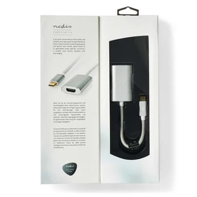 Nedis USB-C™ Adapter | USB 3.2 Gen 1 | USB-C™ Hann | HDMI™ Output | 4K@60Hz | Power delivery | 0.20 m | Rund | Gull belagt | Flettet / Nylon | Sølv | Deksel Vindusboks