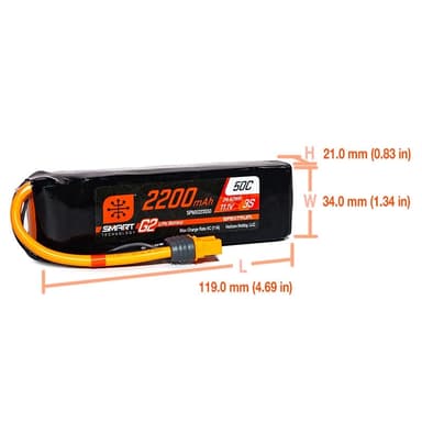 3s  2200mAh - 50C - Spektrum LiPo G2 IC3