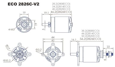 Dualsky ECO 2826C V2 850KV 167gram