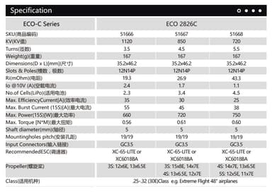 Dualsky ECO 2826C V2 850KV 167gram