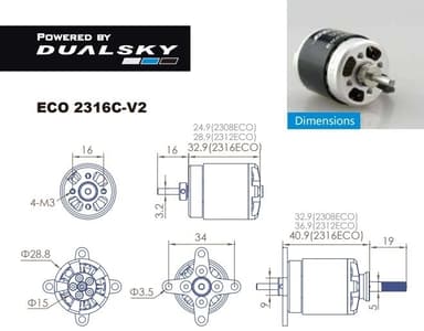 Dualsky ECO 2316C V2 980KV 72gram