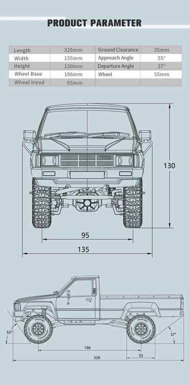 FMS Toyota Hilux 1/18 4x4 Crawler RTR Yellow