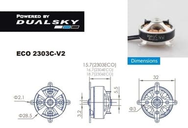 Dualsky ECO 2303C V2 1470KV 19gram Indoor