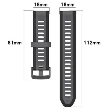 20mm silikonarmbånd for Samsung/Garmin/Venu/Vivomore Svart+grå