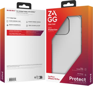 Zagg iPhone 15 Pro gjennomsiktig deksel