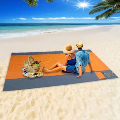 Stort strandteppe 210x200cm sandtett vanntett lett utendørs teppe grønn
