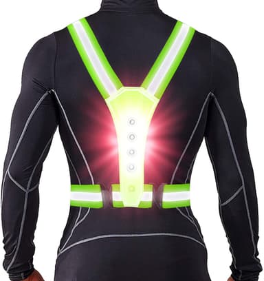 Refleksvest med LED-lys for løping, sykling og trening
