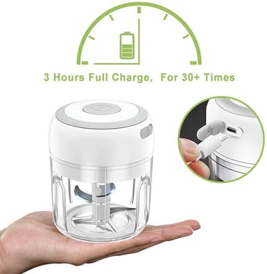 Mini Electric Grønnsakshakker - Trådløs blender 250 ml - Hvit