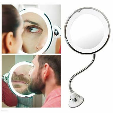 My Flexible Mirror - Flex speil med LED-lys og 10x forstørrelse