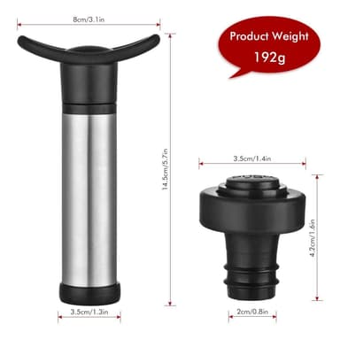 Vinpumpe med vakuum - inkl. 4 bunnplugger - Wine Saver