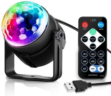 Diskokule med roterende RGB-lys + fjernkontroll (LED Party Light)