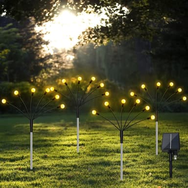 Firefly - Solcelledrevet hagebelysning  med 8 lys, 4-pakning Varm hvit