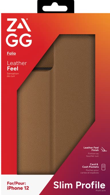 Zagg iPhone 12/12 Pro lommebokdeksel (brun)