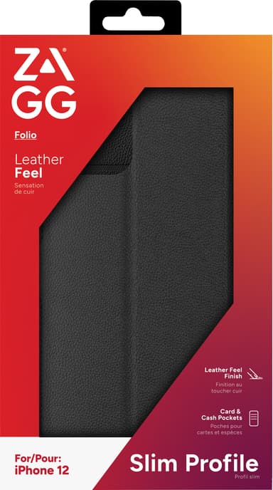 Zagg iPhone 12/12 Pro lommebokdeksel (sort)