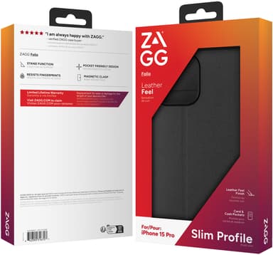 Zagg iPhone 15 Pro lommebokdeksel (sort)