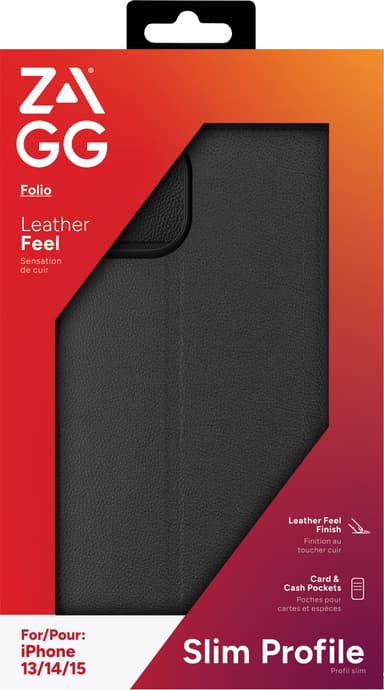 Zagg iPhone 16e/15/14/13 lommebokdeksel (sort)
