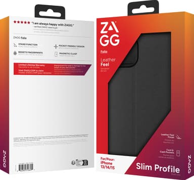Zagg iPhone 16e/15/14/13 lommebokdeksel (sort)