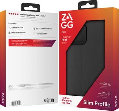 Zagg iPhone 15 Pro Max lommebokdeksel (sort)