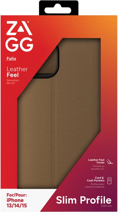 Zagg iPhone 16e/15/14/13 lommebokdeksel (brun)