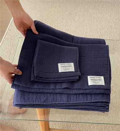 3-delers premium badehåndklesett, 1 badehåndkle 1 håndkle 1 vaskeklut Blå
