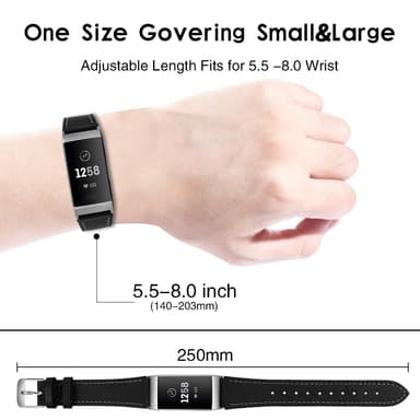 Fitbit Charge 3/4 armbånd Leather Black
