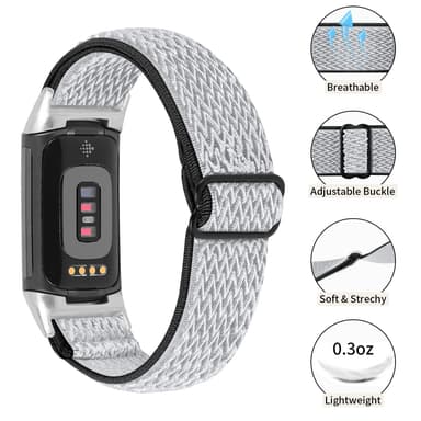 Fitbit Charge 5 armbånd Nylon Grå / Svart