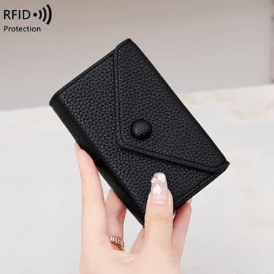 RFID-sikker Kortholder i PU-skinn Sort