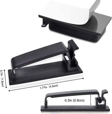 Selvklebende kabelholder for flere kabler 10-pakning Sort