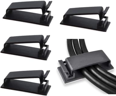Selvklebende kabelholder for flere kabler 10-pakning Sort