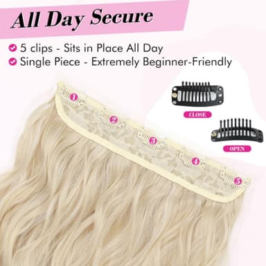 Seamless Wave hair extension parykk Sort
