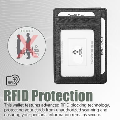 Kortholder med RFID-beskyttelse av ekte skinn Sort