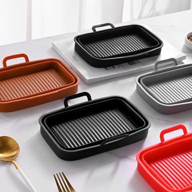 Sammenleggbar firkantet Air Fryer silikonform 19,5x12,7x7 cm Sort