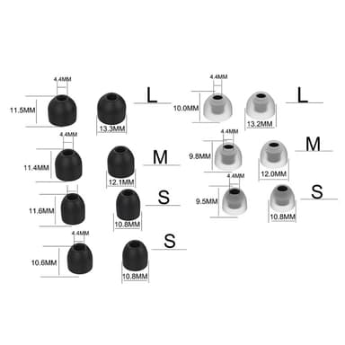 7 par øreputer for Sony WF-1000XM3/WF-1000XM4 Sort