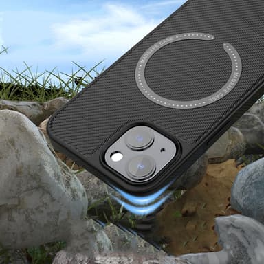 Magnetisk karbonfiber ladeveske til iPhone Sort iPhone 14 Pro