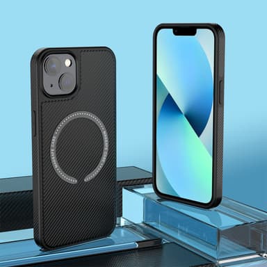 Magnetisk karbonfiber ladeveske til iPhone Sort iPhone 14 Pro