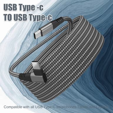 USB C-lader med vinklet kontakt 60W PD hurtiglading Sort 1 m