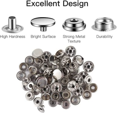 15 mm Snap Lock Set - Verktøysett med trykknapper Sølv
