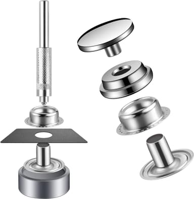 15 mm Snap Lock Set - Verktøysett med trykknapper Sølv