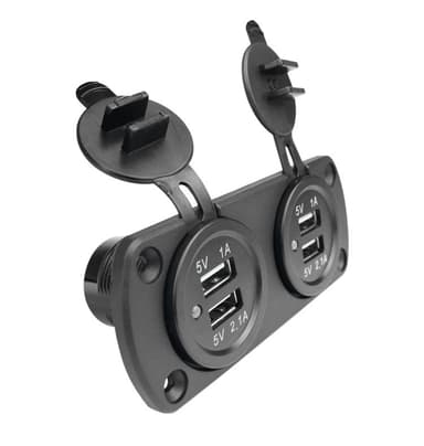 Dobbel USB-billader med blått lys (panel med 2 kontakter)