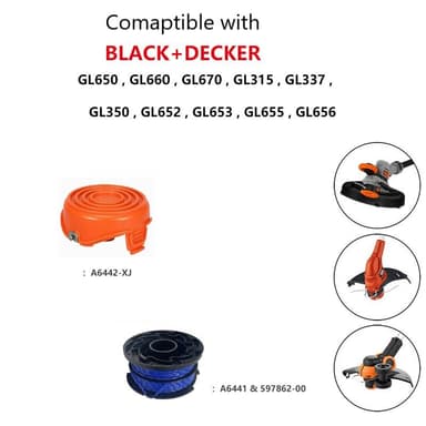 Trimmerspole for Black Decker GL650/GL660/GL670/GL315/GL337/GL350/GL652 Flerfarget