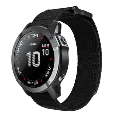 Klokkereim 22 mm for Garmin Fenix 5/6/7 Forerunner Approach Nylon Sort