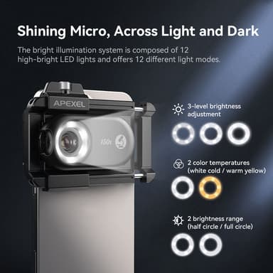 100X mobiltelefonmikroskoplinse med LED-lys
