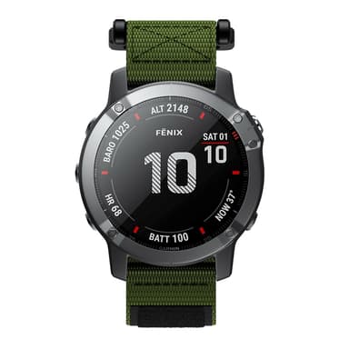 Klokkereim 22 mm for Garmin Fenix 5/6/7 Forerunner Approach Nylon Grønn