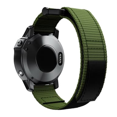 Klokkereim 22 mm for Garmin Fenix 5/6/7 Forerunner Approach Nylon Grønn